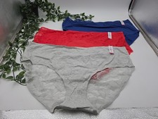 3pr NWT Ashley Stewart Plus Panties Sz 34/36 6X Blue Coral Gray Lace 022