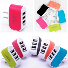 Color: BLUE - Triple Charger 3 USB Port Wall Adapter