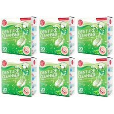 Anti-Bacterial Denture Cleanser Mint Flavored, 120 Tablets (Pack of 6)