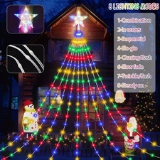Christmas Tree  Waterfall Lights Color Changing for Indoor Outdoor