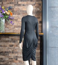 Alexander McQueen 2010 Vintage Gray Knit Dress with Draped Back Size 42IT