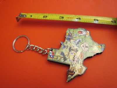 Houston Dallas Texas State Flag USA Keychain Map Wooden Key ring Holder 