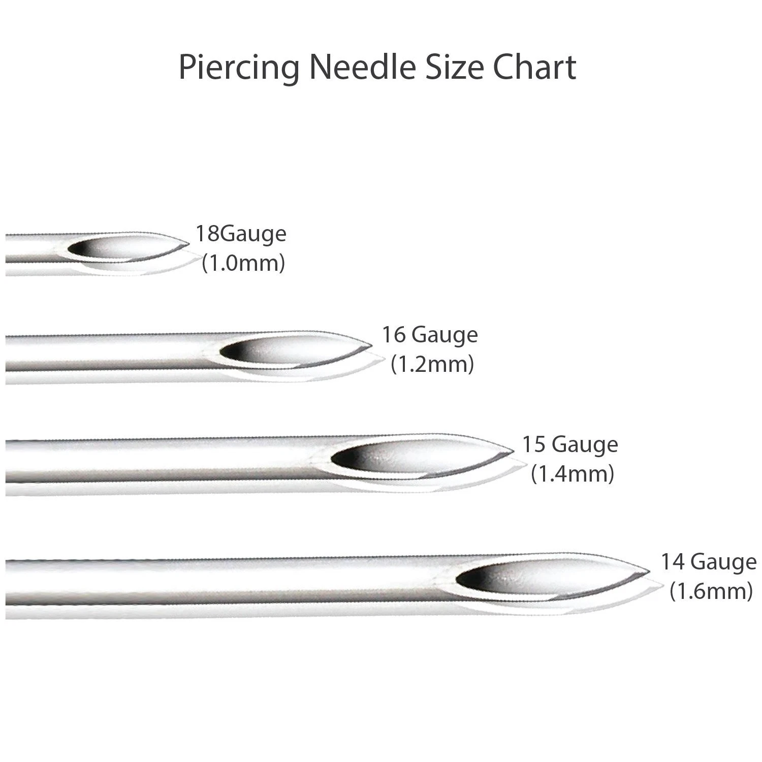 BodyJ4You 10PC Piercing Needles Surgical Steel 14G 16G Ear Nose Belly image 6