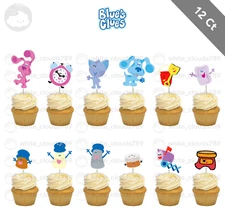 12 Blue's Clues Cupcake Topper Birthday Food Pick Favor Party