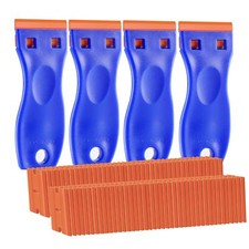 4 PCS Plastic Razor Blade Scraper 120 PCS Blades for Sticker/Glass/Label/Decal