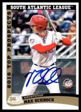 2016 Choice South Atlantic League Top Prospects Max Schrock Auto #16 Card Signed