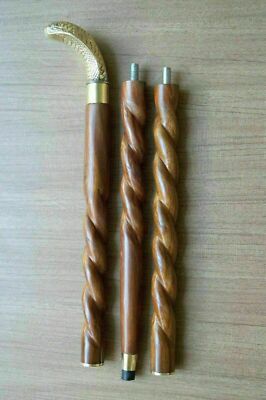 Brass Victorian Designer Cobra Handle Wooden Walking Stick Vintage Canes Gift