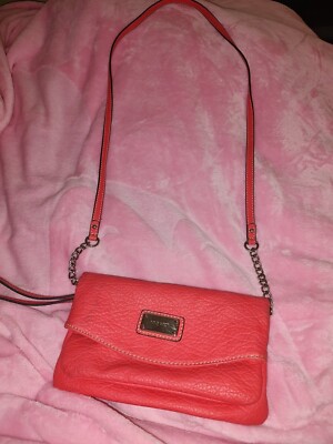 Nine West Coral Leather Small Crossbody Purse Handbag great