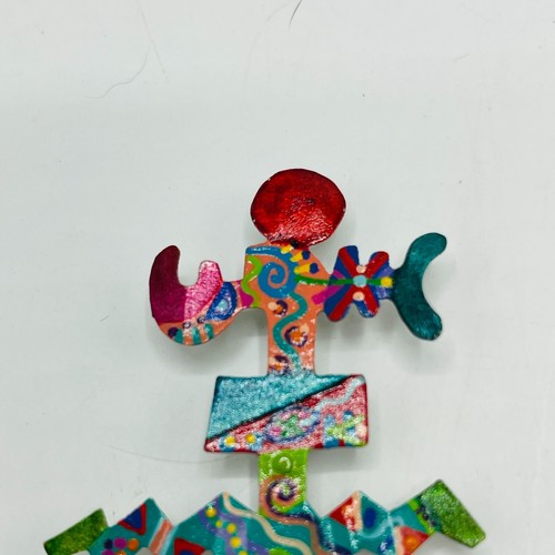 Vintage 80s Jenkins & Keith Pin Brooch Abstract Colorful Geometric 3" - Picture 3 of 7
