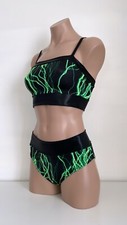 Schminke   lightning pole dance festival set bottoms scrunch butt bra top neon UV