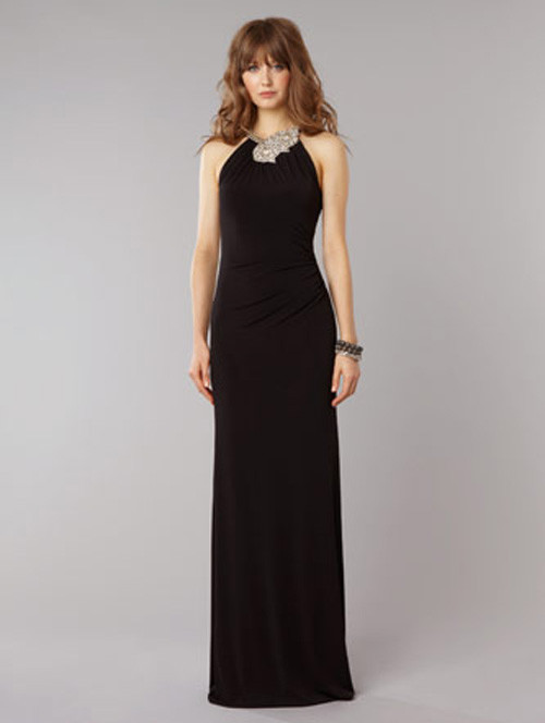david meister halter dress David Meister Women's Black Gown Dress Halter with Satin Trim Lined , SZ 6
