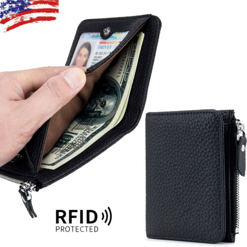 Women Wallet Leather RFID Blocking Bifold Credit Card Holder w/ Zip Coin Pocket