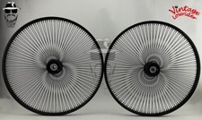 2 VINTAGE LOWRIDER 26" 144 SPOKES HOLLOWHUB BLACK TRIKE RIMS (5/8id x 1-3/8od).