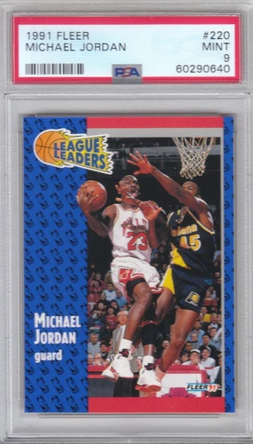 1991 Fleer Basketball Bulls Michael Jordan League Leader Card #220 PSA 9 QTTY