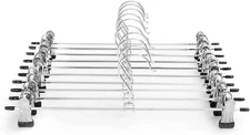 Pants Hangers with Clips Heavy Duty 10 Pack Adjustable Metal Pants Hanger Skirt