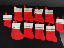 10 Vintage Mini Christmas Felt Stockings Lot 4.5" H B9056