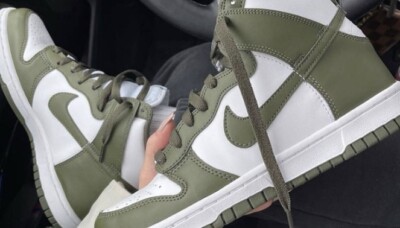 靴 NIKE DUNK HI RETRO Championship Khaki Nike Dunk Hi Retro Cargo Khaki Green White Men Casual