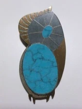 TONO LECILIOIS PIECBA NEBRA MEXICO STERLING SILVER OWL BROOCH PIN PENDAN T27