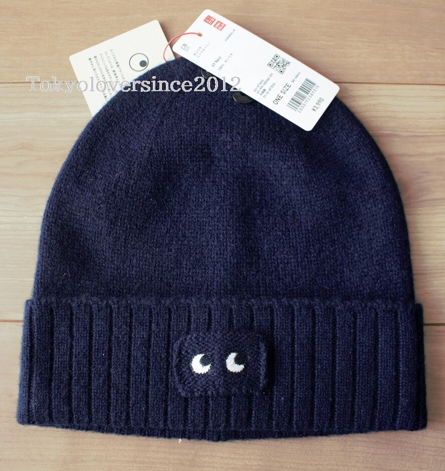 UNIQLO x ANYA HINDMARCH Cashmere Knit Beanie Navy Blue New from