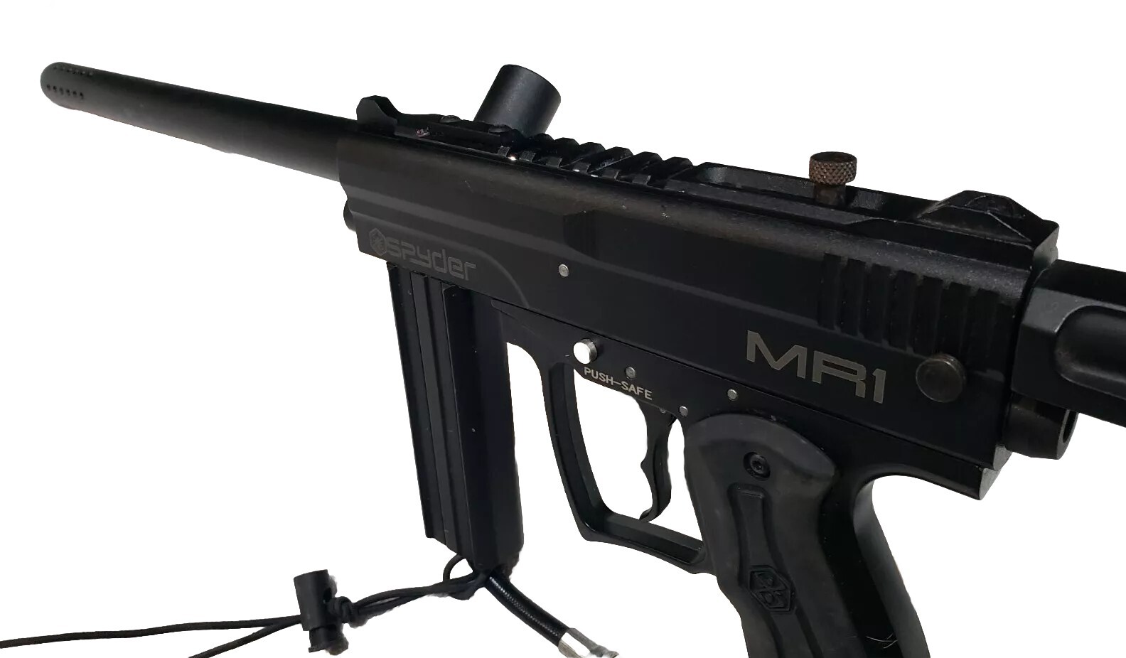 Midnight Black Tactical Spyder MILSIM MR1 Paintball Gun & Sniper Barrel & Stock