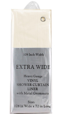 BONE Extra Wide Heavy Duty High Quality 5-gauge Shower Curtain Liner 108'' Wx72''