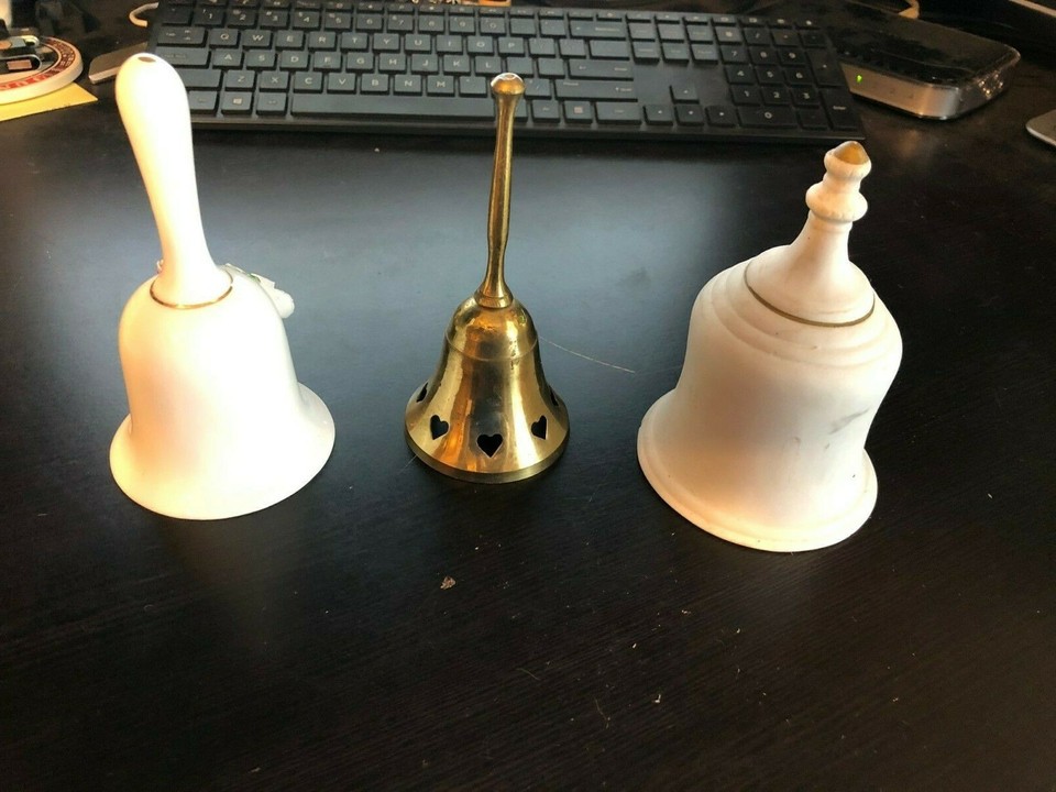 Set of 3 Bells/2 Complete & 1 has a flower with 2 broken petals/Very