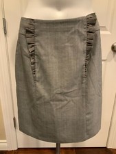 Girls From Savoy Gray Herringbone Pencil Skirt W/ Ruffle Front, Size 6