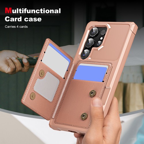 Shockproof Credit Card Slot Leather Back Case Cover For Samsung Galaxy Phone - Picture 38 of 52