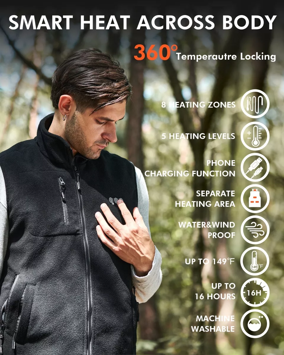 ARRIS Heated Vest for Men with Battery Pack Size Adjustable Warm