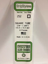 Evergreen Scale Models 14in Square Tubing .125in .32cm pkg(3) 252