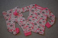Baby Toddler Girls KITTY CAT FACES PAJAMAS SET Pink Gray 12 18 24 MO 2T 3T