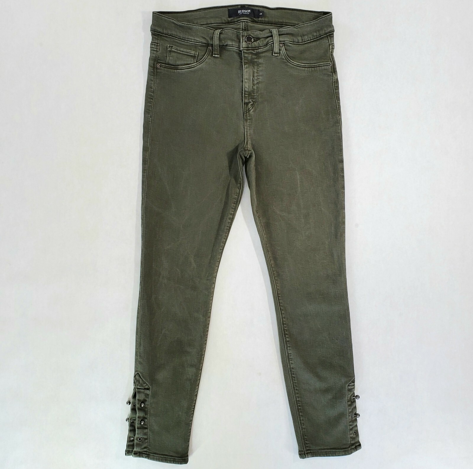 Hudson Jeans Women's Nico Super Skinny Rare Ankle Bar Green Crop Stretch Denim