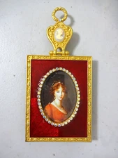 Two's Company GOLD CAMEO FRAME  RhineStones Red Enameled Wall Art