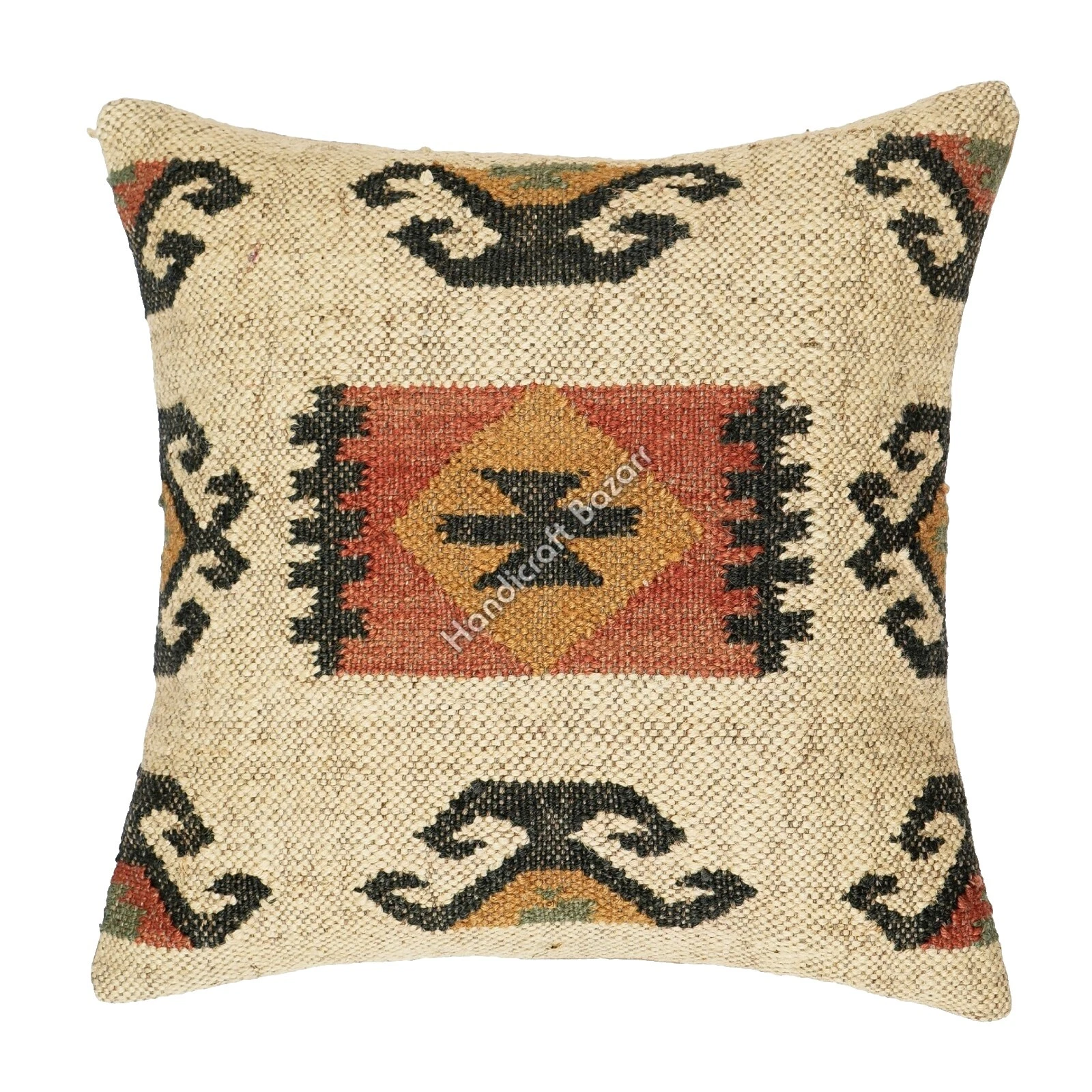 Jute Geometric Square Home Décor Pillows