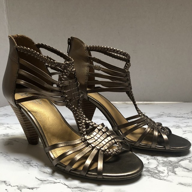 Seychelles Strappy Bronze Sandals Sz 9 Stacked Heel | eBay