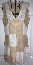 Urban Outfitters Beige & White I-Let Color Block Mini Dress - XS-TP