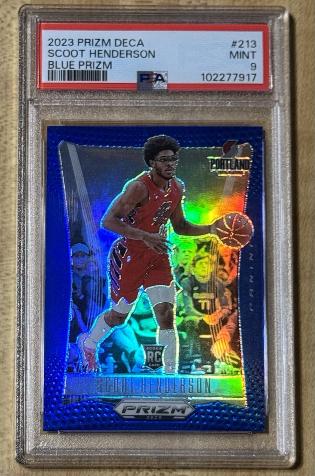 Scoot Henderson Rookie Card /149 2023 RC PSA 9 Only One Higher Blue Prizm Deca