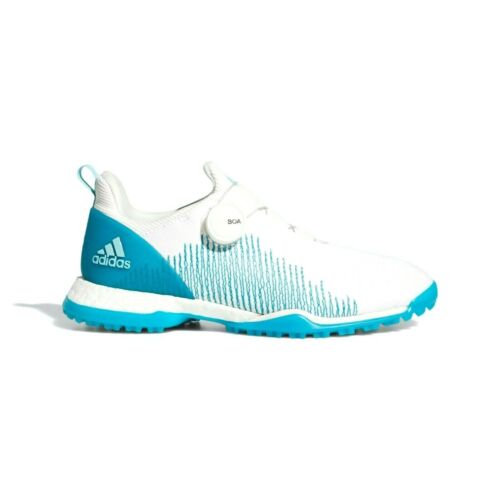 Adidas Women Golf Forgefiber Boa Shoes Colour Cloud White/Active Teal/Blue. New