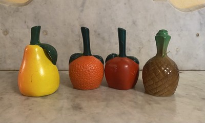 4 Vintage 79 Ceramic Fruit Bells Orange Apple Pineapple Pear Sunset House LA,CA