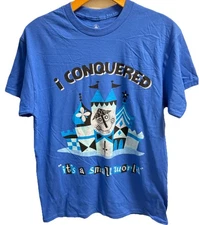 Disney Parks I Conquered It’s A Small World T-shirt Top Adult M Blue 2 Sided