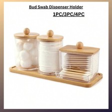 Clear Acrylic Cotton Pad Ear Bud Swab Dispenser Holder Storage Jar Organisr Box