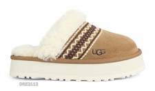 UGG Disquette Atherson Chestnut Suede Fur Platform Slippers Womens Size 6 NIB