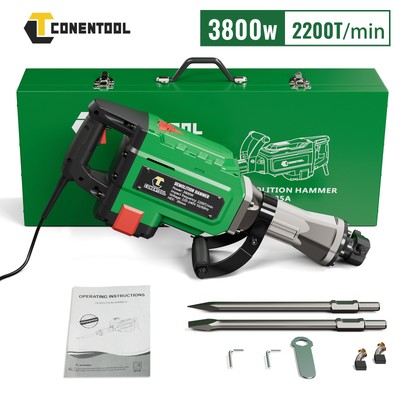 CONENTOOL Abbruchhammer für Beton 1400W 2 Meißelbohrer 3800W 2200 T/min 55 J DE