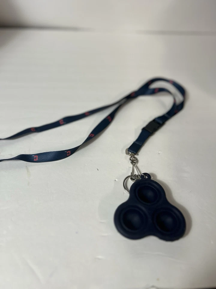 Cleveland Guardians Lanyard with 3-Bubble Fidget Popper Keychain MLB Navy Blue - Image 2 of 2