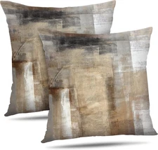 Decorative Abstract Art Throw Pillow Covers 18X18 (Set of 2) - Modern Oil Painti