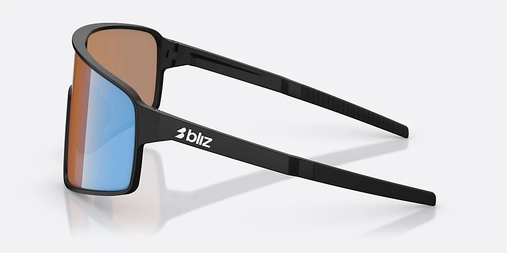 Bliz OZB7015 Herren Sonnenbrille Schirm Sport schwarz, blaue Gläser verspiegelt