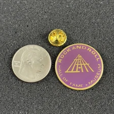 Vtg Rock & Roll Hall Of Fame Museum Cleveland Purple Enamel Pin Pinback #52508