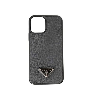 PRADA iPhone case triangle logo Smartphone case 2ZH133 Black Saffiano Unisex