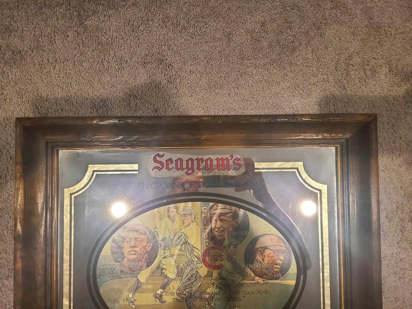 Seagram’s Mirror Seven Crowns Sports Collection Chicago Cubs Tinker Evers Chance