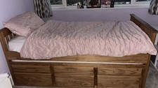Wood Guest Bed, Captains Storage Bed Pine or White Single - 4 Mattress Options